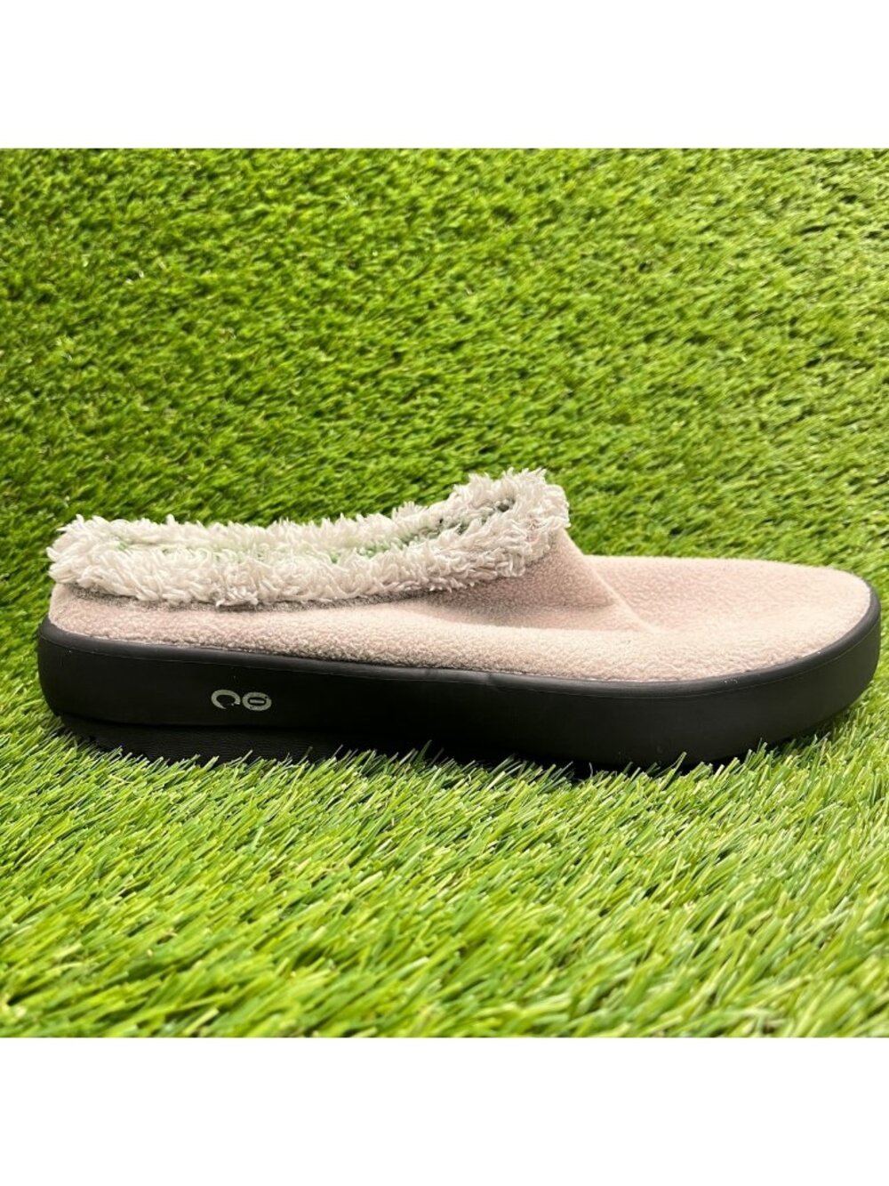OOFOS OOcoozie Mens Size 9 Beige Black Casual Slip On Recovery Mules Shoes